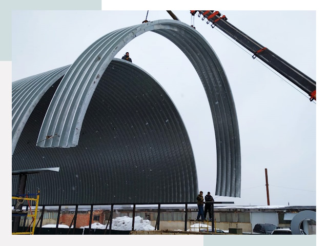 Полукруглые ангары в Балашихе